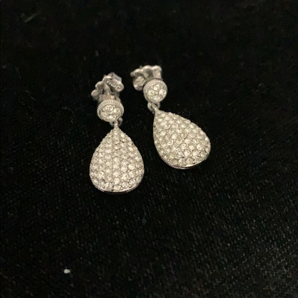 2 for $15 - Tear drop Rhinestone Silver Earrings